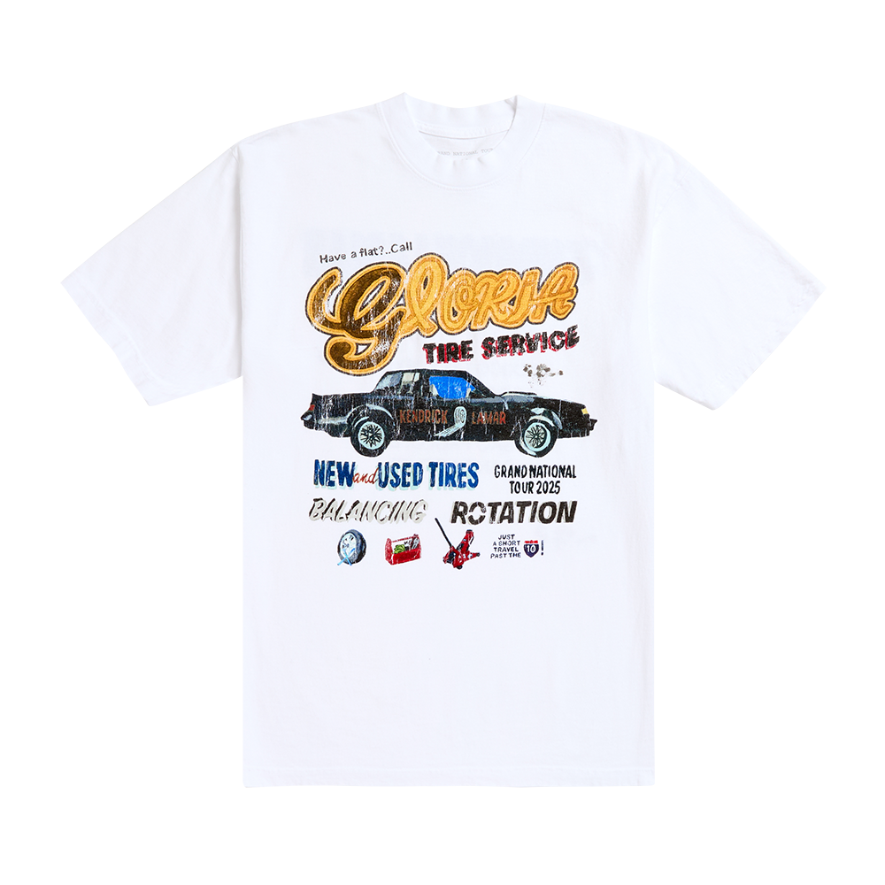 Kendrick Lamar Gloria Tire Service LATAM T-Shirt - GNT Official Store Kendrick Lamar Gloria Tire Service LATAM T-Shirt - GNT Official Store
